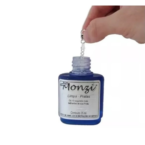 1 Monzi 35 ml azul limpa prata + 1 unidade de Flanela Magica - Joias Limpas e Perfeitas