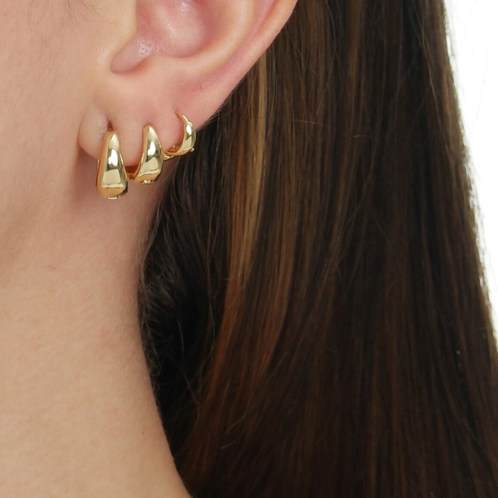 Kit Trio De Brincos Argolinhas Abaduladas Lisas