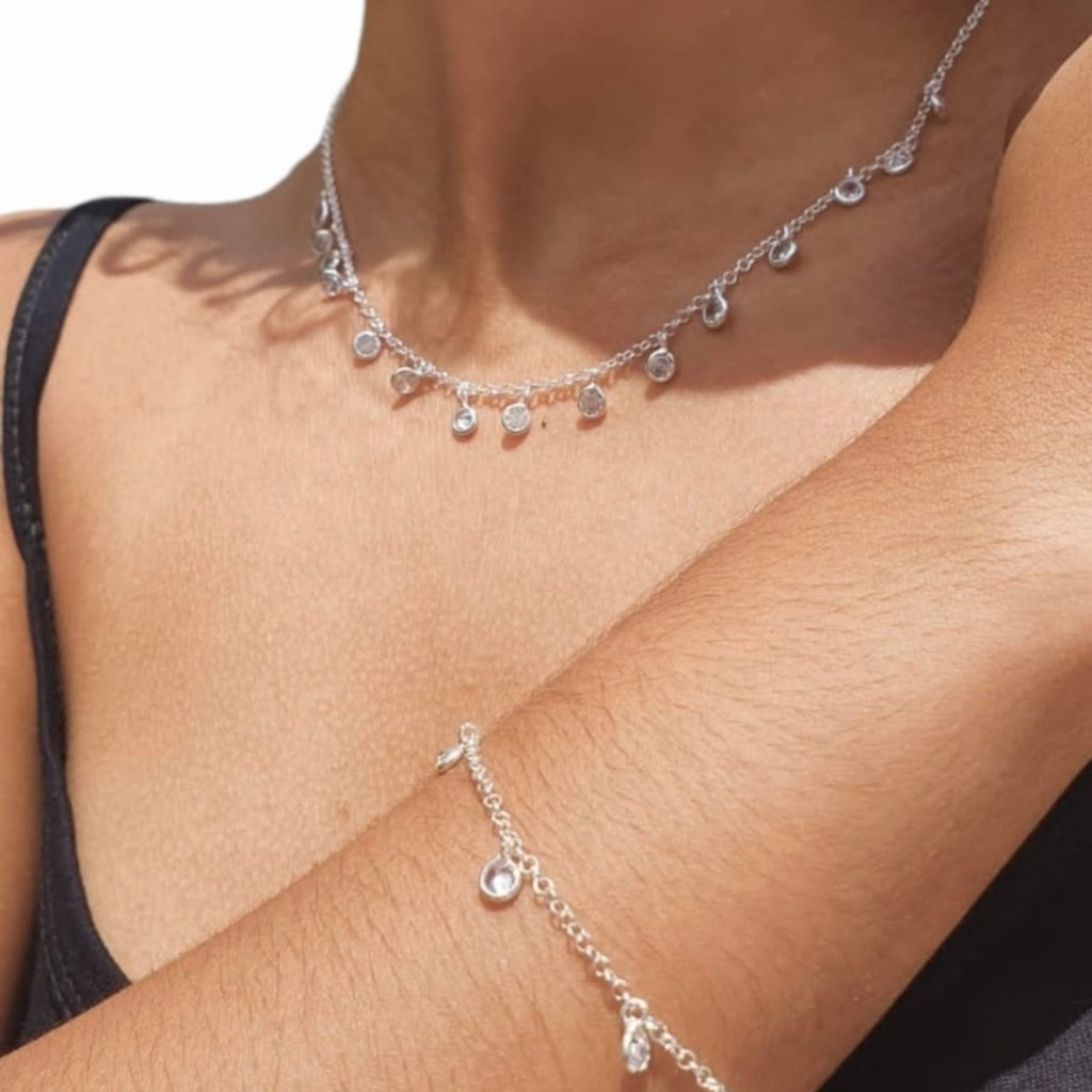 Conjunto Gotas de Luz – Colar mais Pulseira Delicados