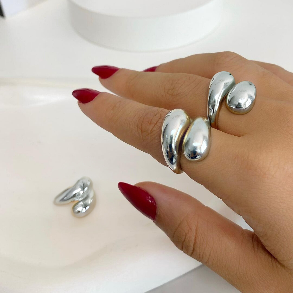 Anel Regulável Feminino Gota Dupla