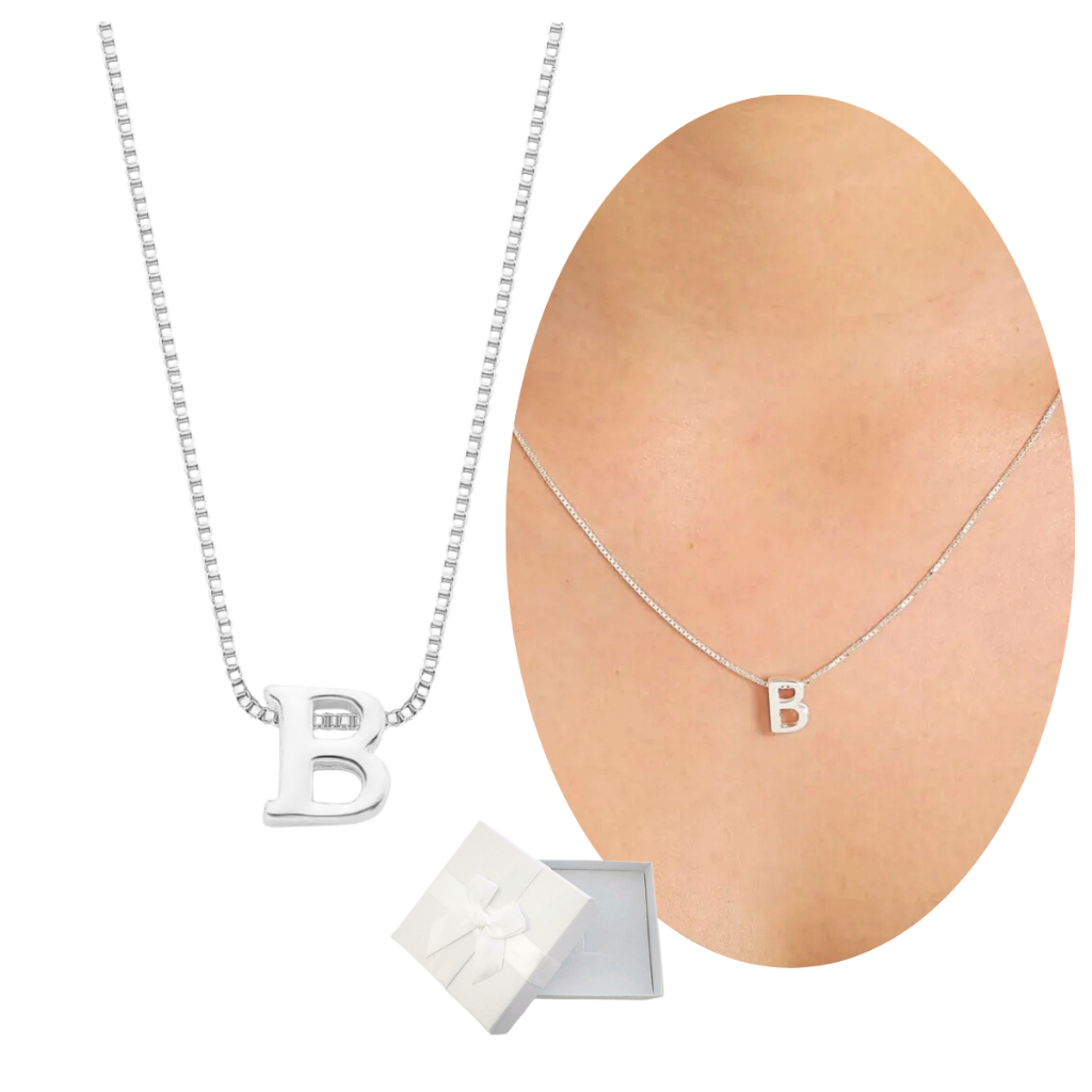 Colar Com Letra Inicial do Nome Feminino Alfabeto Completo