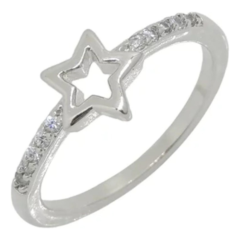 Anel Estrela Da Sorte Cravejado Zirconia