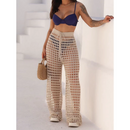 Calça Feminina Saída de Praia Tricô Crochê Slim e Plus Size Moda Verão Praia Piscina 2026