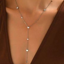 Colar Feminino em formato de Y com Corações Delicados