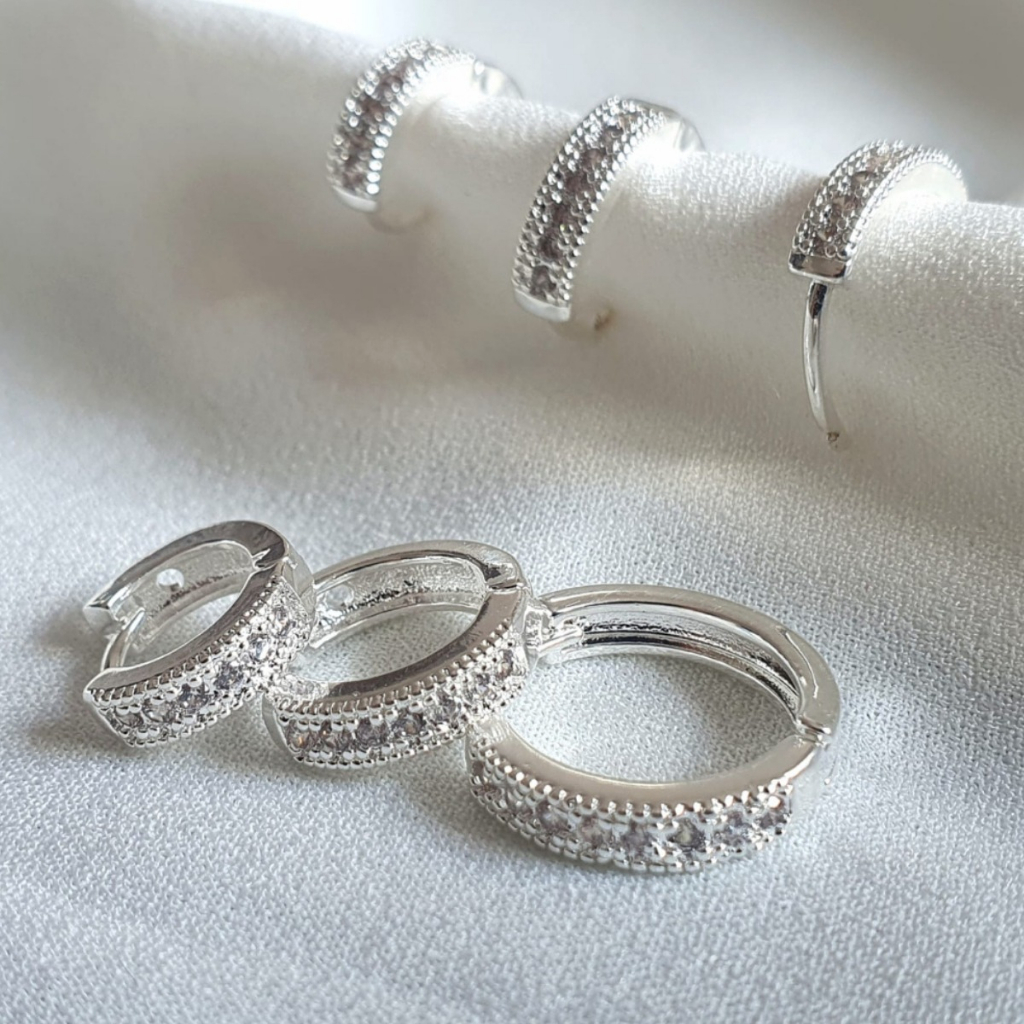 Trio De Brincos Argola Feminina Cravejadas