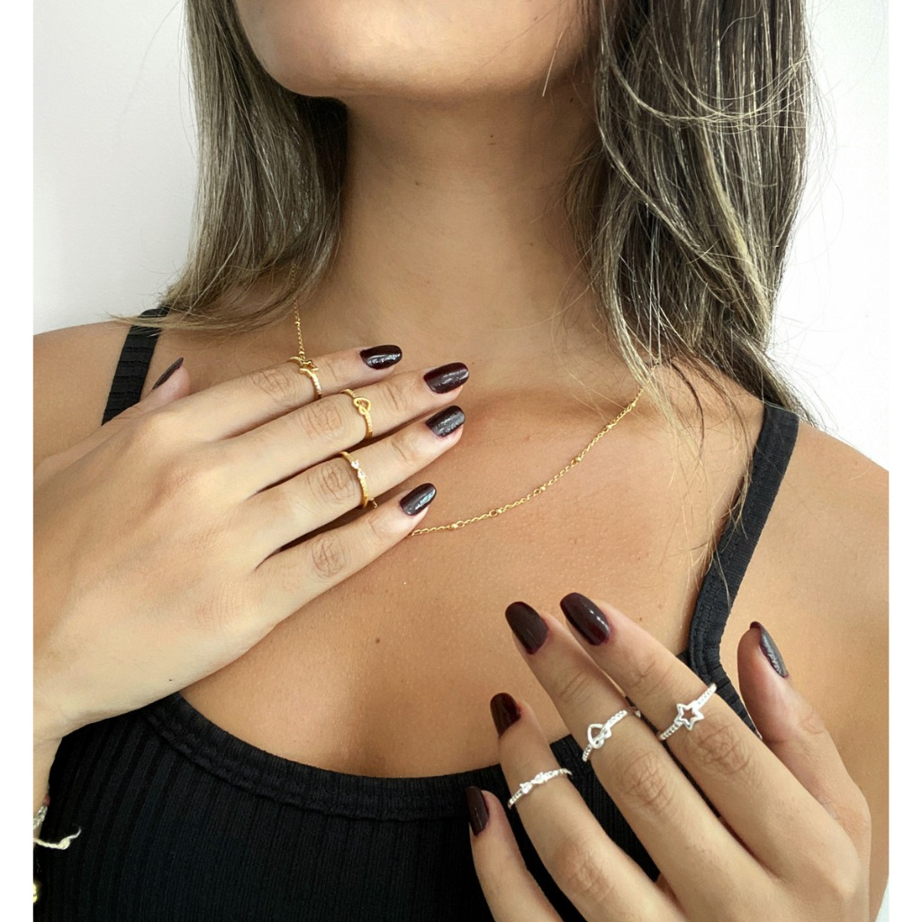 Anel Amor Eterno Coração Cravejado Zirconia