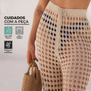 Calça Feminina Saída de Praia Tricô Crochê Slim e Plus Size Moda Verão Praia Piscina 2026