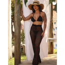 Calça Feminina Saída de Praia Tricô Crochê Slim e Plus Size Moda Verão Praia Piscina 2026