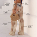 Calça Feminina Saída de Praia Tricô Crochê Slim e Plus Size Moda Verão Praia Piscina 2026