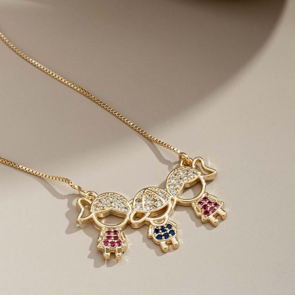 Colar Família com Pingentes de Crianças - Pingentes Delicados