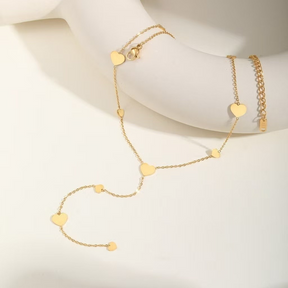 Colar Feminino em formato de Y com Corações Delicados