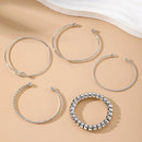 Conjunto de 5 pulseiras de prata 925, criativas, com contas de amor, retrô, joias femininas empilháveis