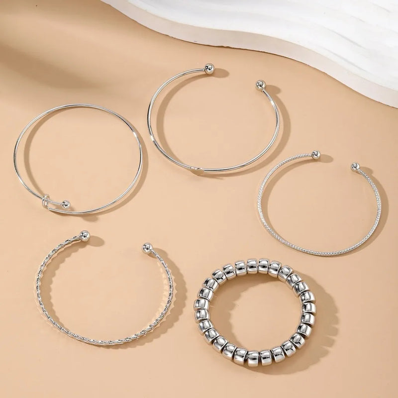 Conjunto de 5 pulseiras de prata 925, criativas, com contas de amor, retrô, joias femininas empilháveis