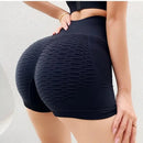 Short curto de academia 3D bolha cós alto- modela a cintura, tecido grosso