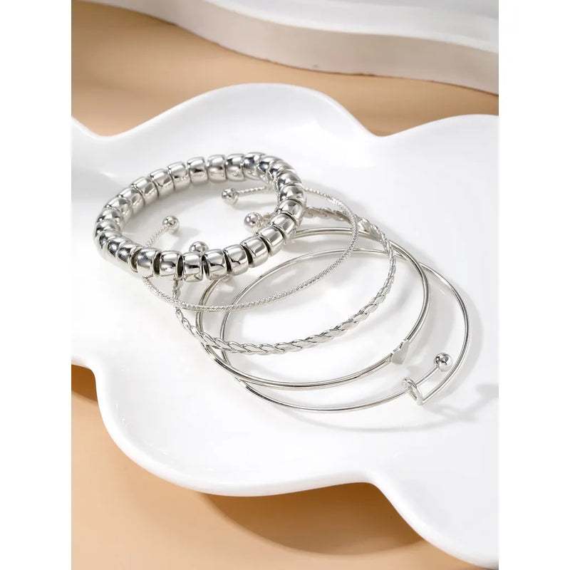 Conjunto de 5 pulseiras de prata 925, criativas, com contas de amor, retrô, joias femininas empilháveis