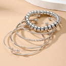 Conjunto de 5 pulseiras de prata 925, criativas, com contas de amor, retrô, joias femininas empilháveis