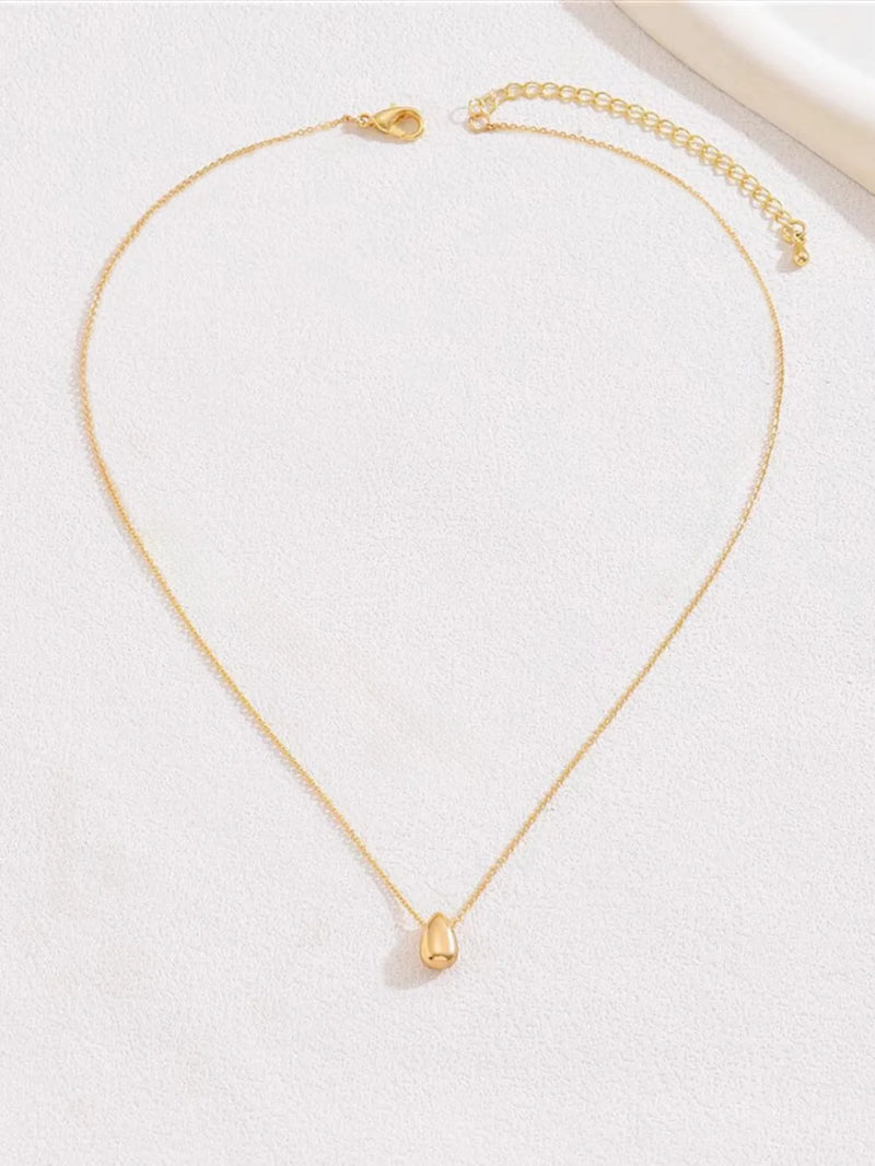 1pc estilo minimalista nicho design gota de água frisado aço inoxidável 18k banhado a ouro colar para mulheres empilhamento colar verão