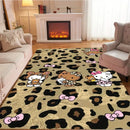 Miniso leopardo olá kitty tapete para sala de estar decoração sofá quarto cabeceira macio meninas mesa estudo tapete presentes