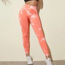 Mulheres sem costura leggings barriga controle bunda levantamento calças de yoga tie dye collants cintura alta push up correndo treinamento calças de treino
