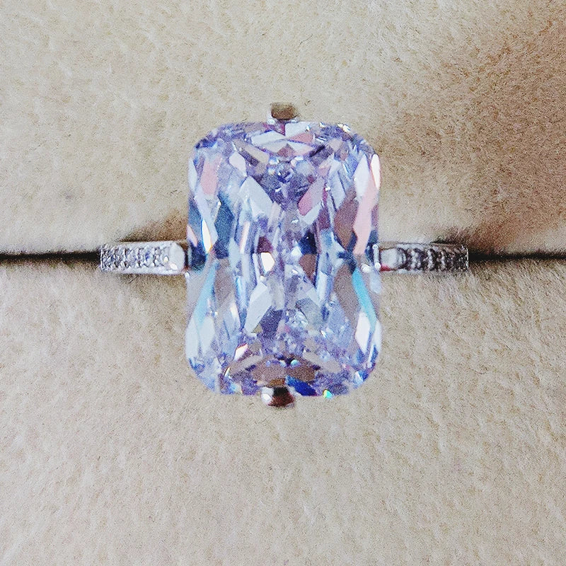 Luxo 925 prata esterlina oval quadrado simulado anéis de diamante dedo para cocktail noivado casamento feminino jóias
