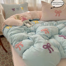 Conjunto de lençóis de 3 peças Chut bowknot bordado conjunto de capa de edredão, conjunto de cama confortável colcha para toda a temporada