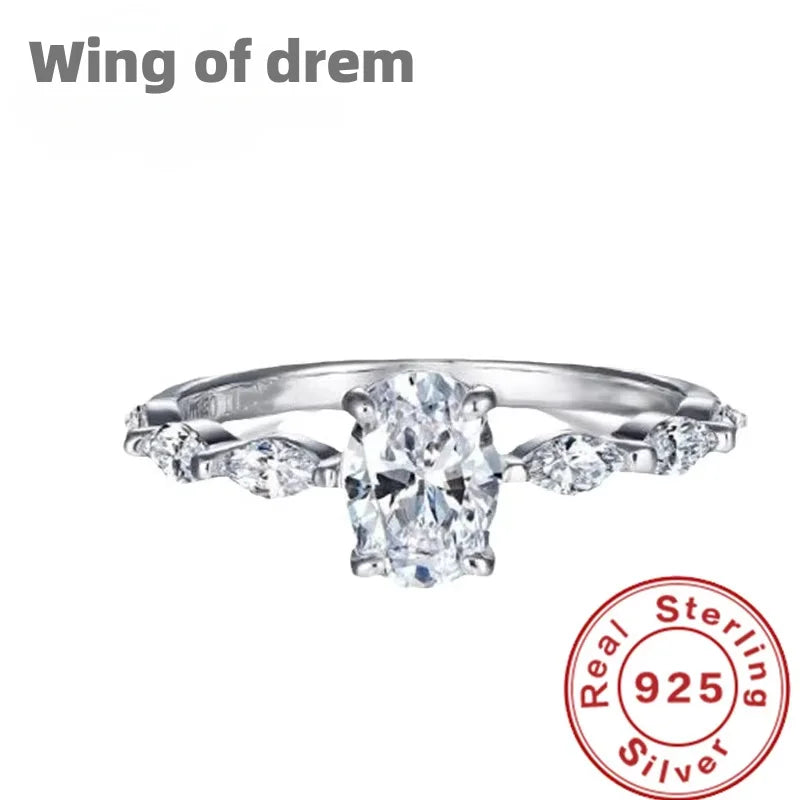 Anel de zircão de prata esterlina 925 de joias finas adequado para presente de joias de noivado feminino