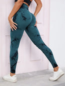 Mulheres sem costura leggings barriga controle bunda levantamento calças de yoga tie dye collants cintura alta push up correndo treinamento calças de treino