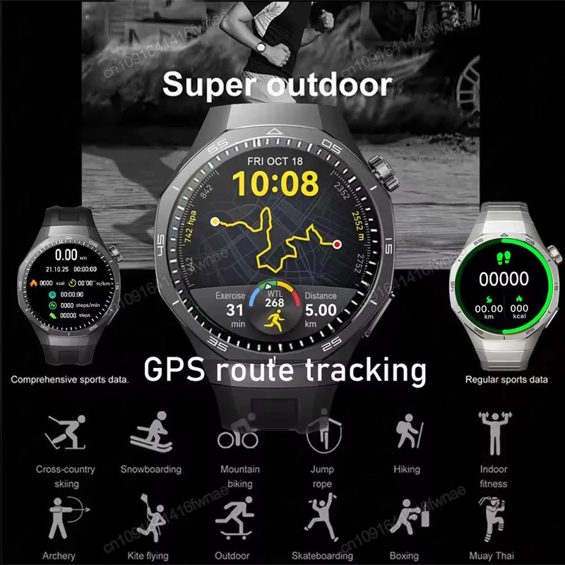 2025 gt5 pro gps track relógio inteligente masculino 360*360 tela amoled nfc bt chamada de fitness ip68 à prova dip68 água monitor saúde homem smartwatches