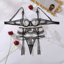 Ellolace 2025 mulher sexy roupa interior premium lingeries sexy quente fantasia bowknot diamante menina 3 pçs conjunto mel bordado puro terno