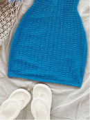 Elegante versátil tendência da moda feminina vestido de saia envoltória fora do ombro, decoração elegante no peito e design de tecido de camada dupla