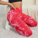 Mulheres sem costura leggings barriga controle bunda levantamento calças de yoga tie dye collants cintura alta push up correndo treinamento calças de treino