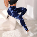 Mulheres sem costura leggings barriga controle bunda levantamento calças de yoga tie dye collants cintura alta push up correndo treinamento calças de treino