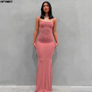 Cetim deslizamento sem mangas sem costas magro sexy maxi vestido 2022 primavera feminino festa y2k conciso bodycon vestidos elegantes roupas femininas