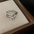 Bf club 925 anéis esterlinas para mulheres simples geométrico artesanal irregular retro anel ouro zircão alergia para presente de aniversário