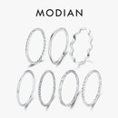 Modian 925 prata esterlina simples moda empilhável anel clássico onda geométrica requintado anéis de dedo para mulheres festa jóias