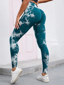 Mulheres sem costura leggings barriga controle bunda levantamento calças de yoga tie dye collants cintura alta push up correndo treinamento calças de treino