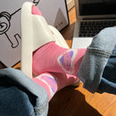 4 pares de meias com estampa de letras e coração, meias de cano médio de rua confortáveis e fofas, meias e meias femininas