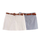 Short Saia Listrado com Cinto – Promoção Especial