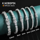KNOBSPIN Moissanite Pulseira Tennis para Homens e Mulheres, 925 Pulseira de Ouro Branco Banhado a Prata Esterlina, Festa Espumante Jóias, 2mm