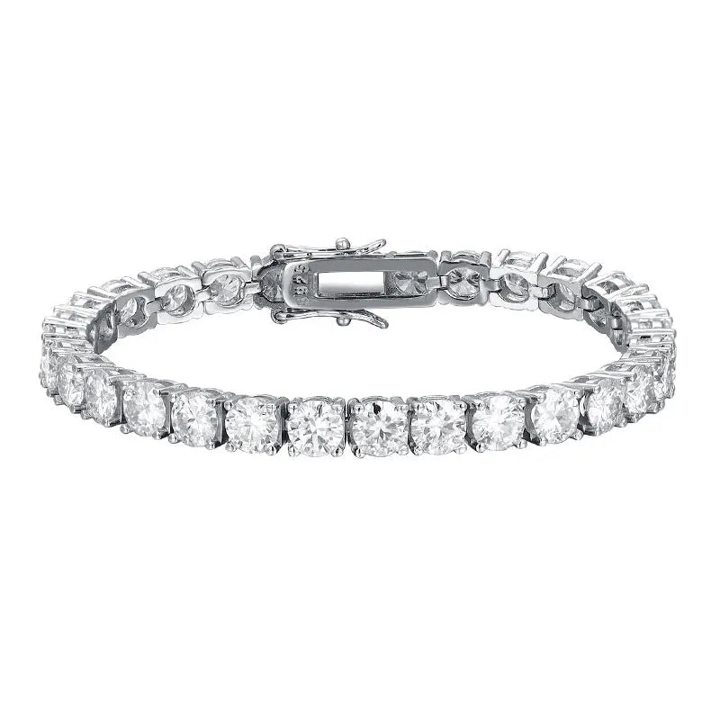 KNOBSPIN Moissanite Pulseira Tennis para Homens e Mulheres, 925 Pulseira de Ouro Branco Banhado a Prata Esterlina, Festa Espumante Jóias, 2mm