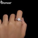 Bamoer d cor vvs1 ex moissanite flor anel 1ct redondo moissanite diamante solitaire noivado 925 anéis de prata esterlina para wo