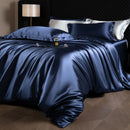 Conjunto de lençóis de seda conjunto de cama de luxo com capa de edredão cabido/lençol plano fronhas misturadas com rayon king queen duplo completo