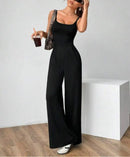 Mulheres sexy macacões sem costas suspensórios macacão de uma peça sem mangas calças largas perna sólida streetwear verão