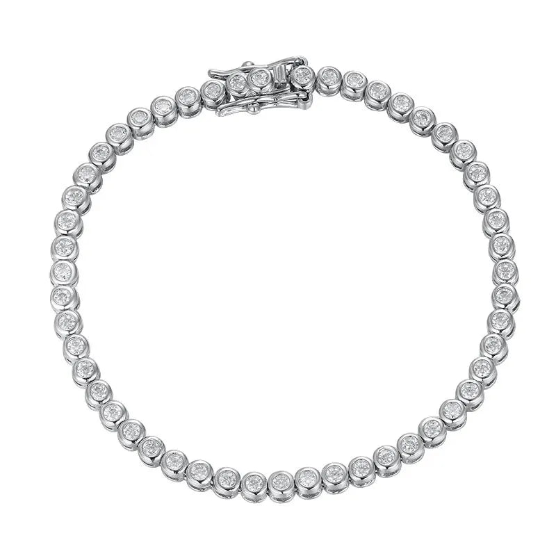 KNOBSPIN Moissanite Pulseira Tennis para Homens e Mulheres, 925 Pulseira de Ouro Branco Banhado a Prata Esterlina, Festa Espumante Jóias, 2mm