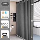 Cortina de chuveiro dobrável de linho para banheiro com ímãs à prova d'água adequada para chuveiro não inclui haste telescópica