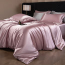 Conjunto de lençóis de seda conjunto de cama de luxo com capa de edredão cabido/lençol plano fronhas misturadas com rayon king queen duplo completo