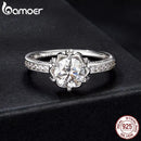 Bamoer d cor vvs1 ex moissanite flor anel 1ct redondo moissanite diamante solitaire noivado 925 anéis de prata esterlina para wo