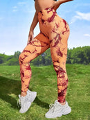 Mulheres sem costura leggings barriga controle bunda levantamento calças de yoga tie dye collants cintura alta push up correndo treinamento calças de treino