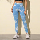 Mulheres sem costura leggings barriga controle bunda levantamento calças de yoga tie dye collants cintura alta push up correndo treinamento calças de treino