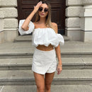 Shorts saia assimétrica de cintura alta moda verão